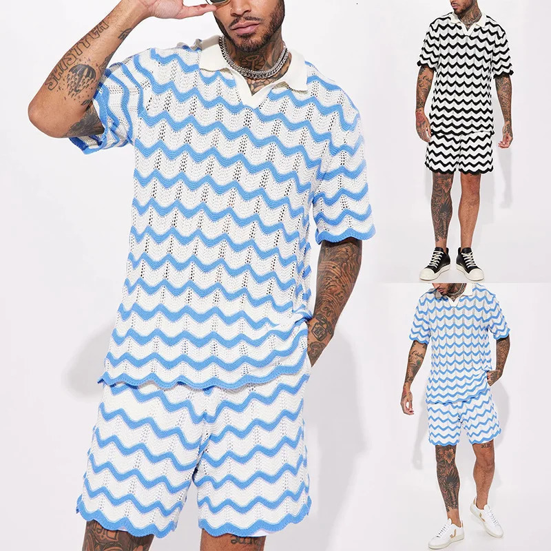 Summer Mens Woolen Sweater European and American Fashion Selling Sports and Leisure Set for Men 250306