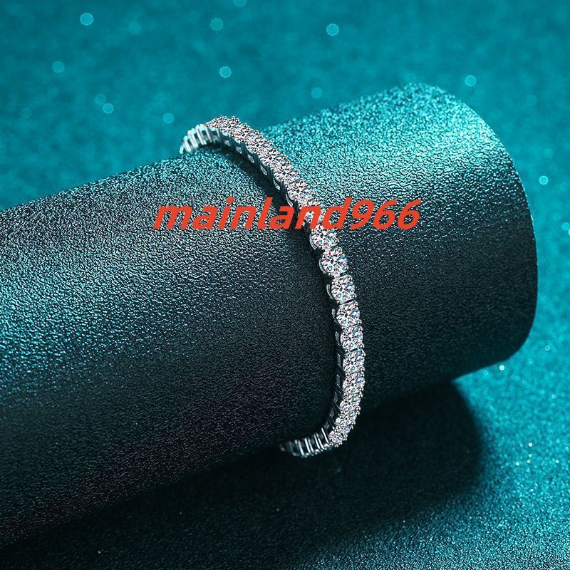 Promotion 925 Silver VVS Moissanite Tennis Ice Crystal Bracelet with GRA Certificate Elegant Bangles for Men Women