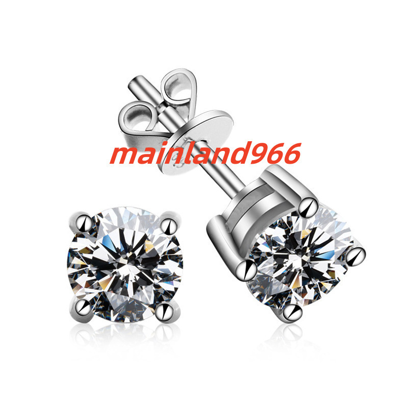 Moissanite Earrings S925 Sterling Silver Classic Four Claws Platinum Plated Temperament Luxury Earrings Fashion Earrings