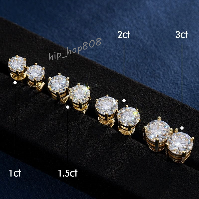 Dropshipping Moissanite Earrings14K Gold Plated S925 VVS GRA Certificate Moissanite Solitaire Diamond Stud Earrings Screw Back