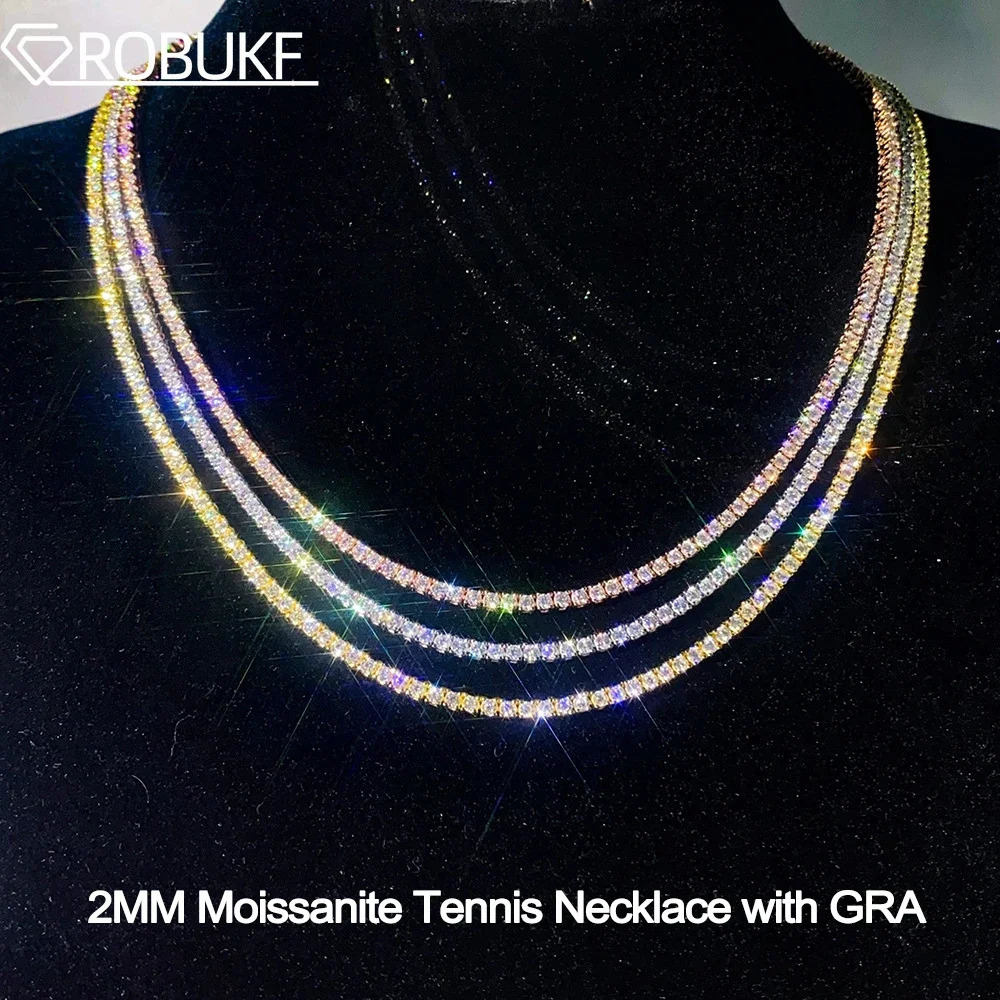 2mm Tennis Necklace Bracelet For Women Men D Color Lab Diamond S925 Silver Neck Chain Jewelry With GRA Certificate250305