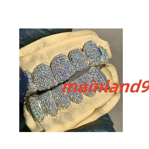 Custom Hip Hop Jewelry Teeth 925 Silver Vvs Round Cut Diamond 10K 14K Fully Iced Out Moissanite Grillz for Men