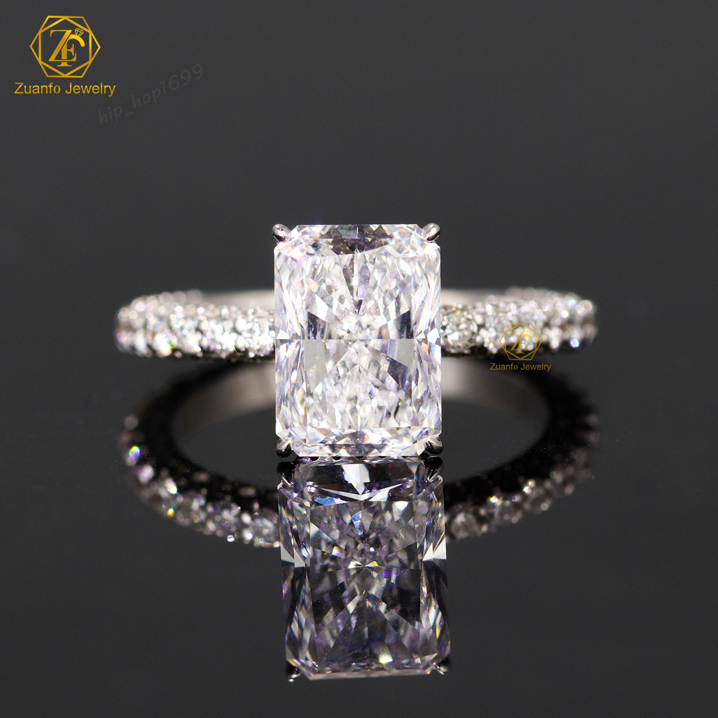 Custom 10K 14K 18K White Yellow Gold Lab Diamond Ring 2CT IGI Certified D CVD HPHT Radiant Lab Grown Diamond Engagement Ring