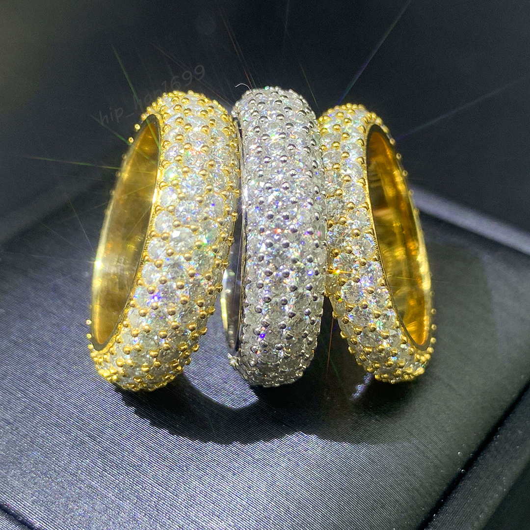 Hip Hop Jewelry Fast Delivery Iced Out Jewelry Pass Diamond Tester GRA Certificate Moissanite Diamond Silver Sterling Ring