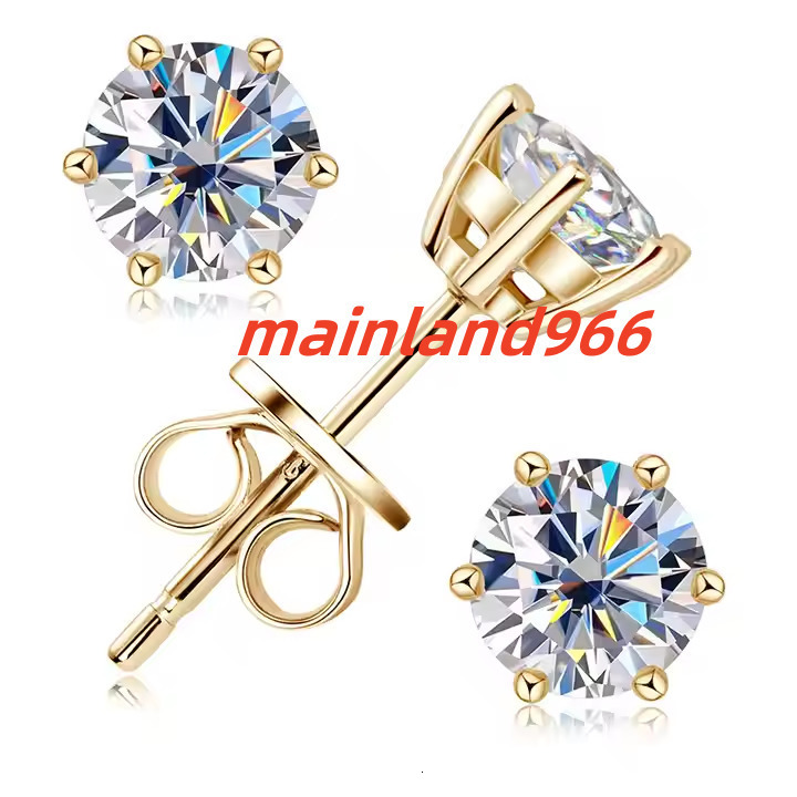 Classic Style 925 Sterling Silver Moissanite Stud Earrings Gold-Plated VVS Grade 0.5CT to 3CT Options with Certificate