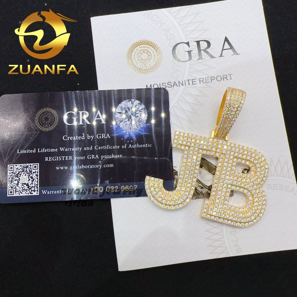 Pass Diamond Tester Custom Hip Hop 925 Sterling Silver Diamond Luxury Custom Necklace Vvs Moissanite Pendant