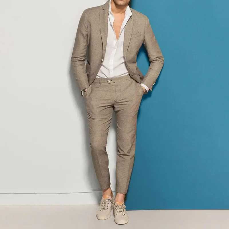 New Arrival Notch Lapel Suits for Men Elegant Single Breasted Casual Slim Clothing Fashion Office Business Formal Suit 2 Piece W250310