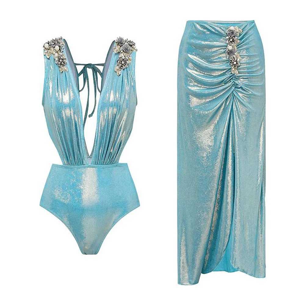 2024 New Swimsuit High-End Design 2/3Pcs Floral Print Ruffle Slimming Holiday Sexy Hot Spring One Piece Swimsuit for WomenXJ250310