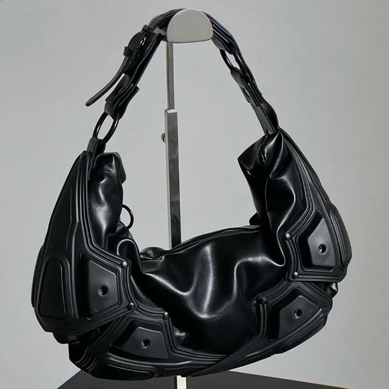 2025 new Shoulder Retro Underwear Punk Handbag PU Leather Armrest Multi Pocket Y2K Womens Bag 240918
