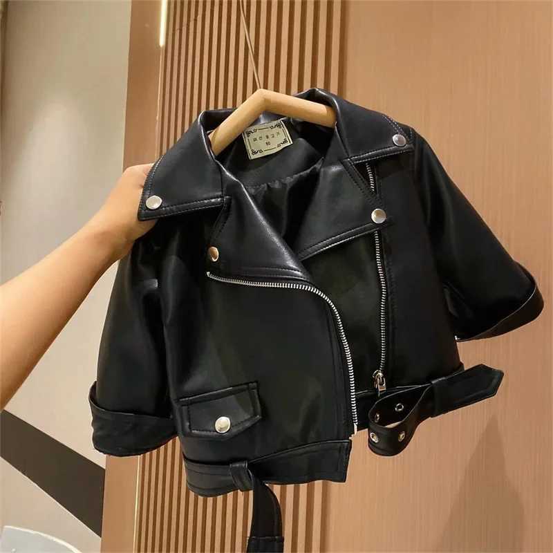 Spring Autumn Boys Leather Jackets For 2-8 Years 2024 New Classics Handsome Baby Boy Pu Outerwear Kids Clothing Zipper Fly CoatsT250310