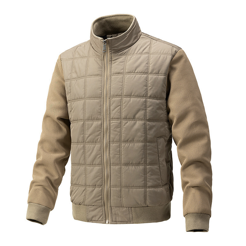 checkered jacket with knitted sleeves mens jacket for high street casual mens clothing autumn and winter jacket241009