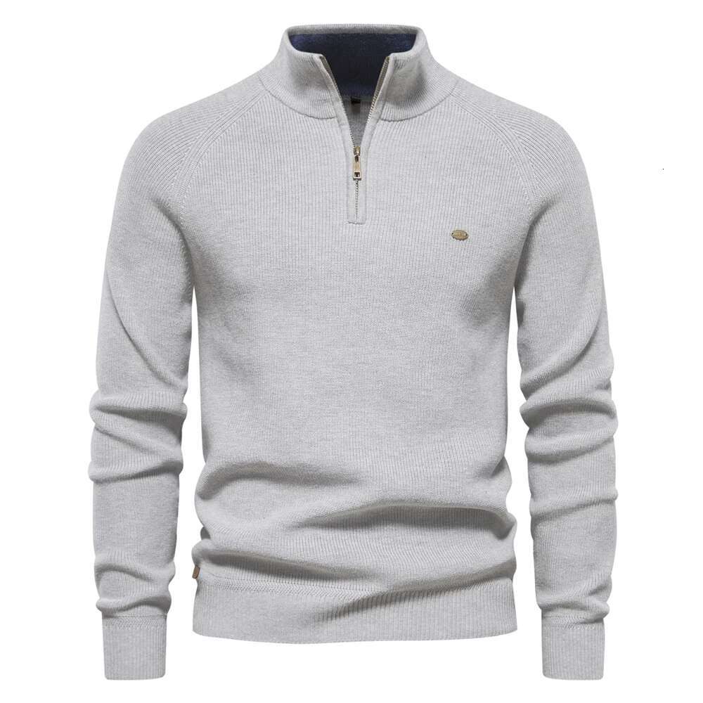 New Autumn Cotton Zipper Cardigans For Fashion Casual Social Sweaters High Collar Warm Winter Knitted Sweater Men