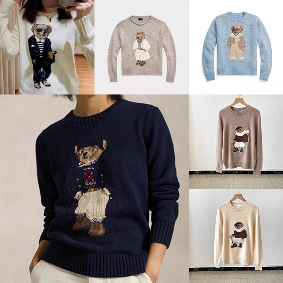 Bear Sweater Designer Jumper Knit Sweater Pullover Cotton O Neck Flag Embroidery Long Sleeve Casual Designer Clothing Womens Sweaters Knitwear Fashi