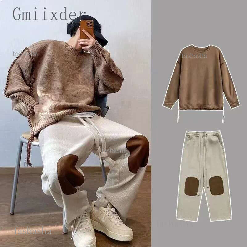 Trendy High Street Retro Casual Set Mens Korean Edition 2023 Autumnwinter Fashion Pants Full Aesthetics 24