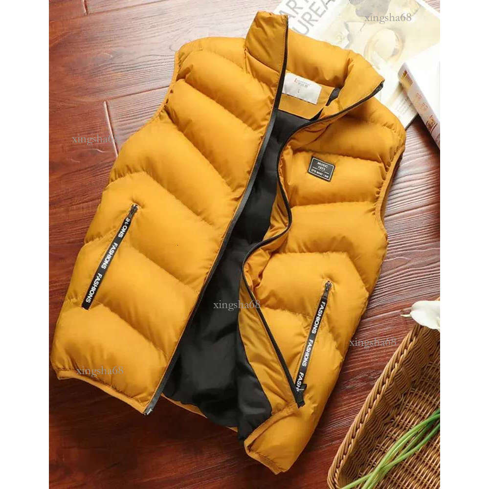 2024 Puffer Sleeveless Coats Mens Solid Color Down Jacket Winter Warm Vest Men Waistcoat Outwear Windbreaker Clothing 24