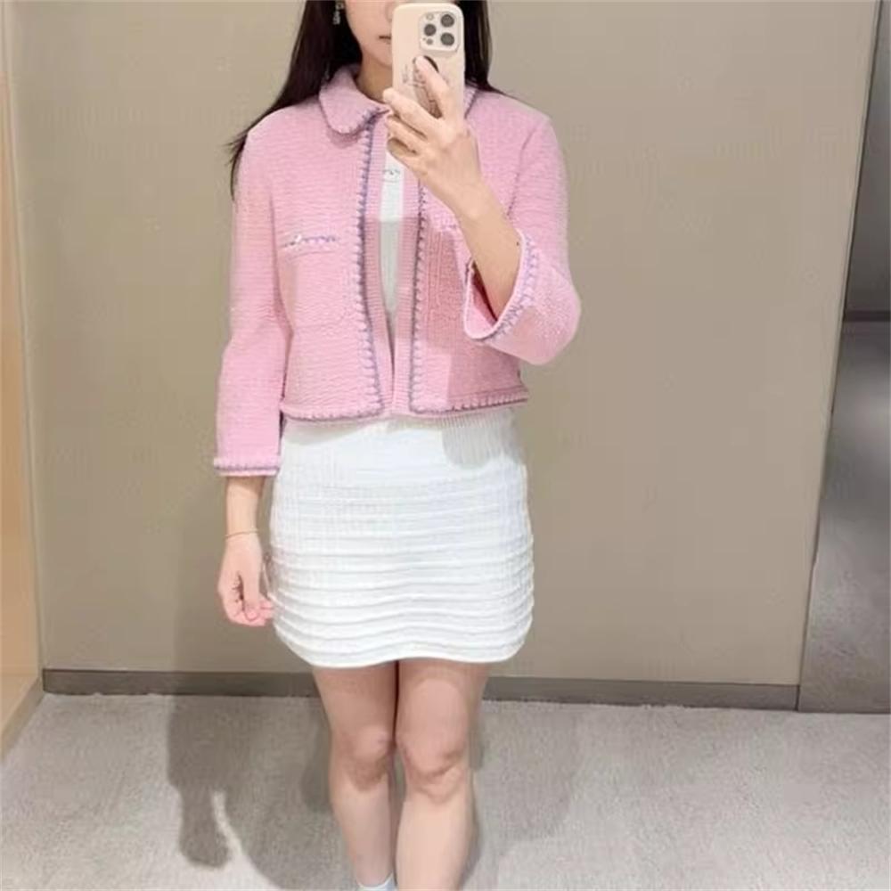 Chan 2025 new cardigan designer clothes women high quality jacket designer jacket women fashion womens coat womens top pink cardigan knitted jacket