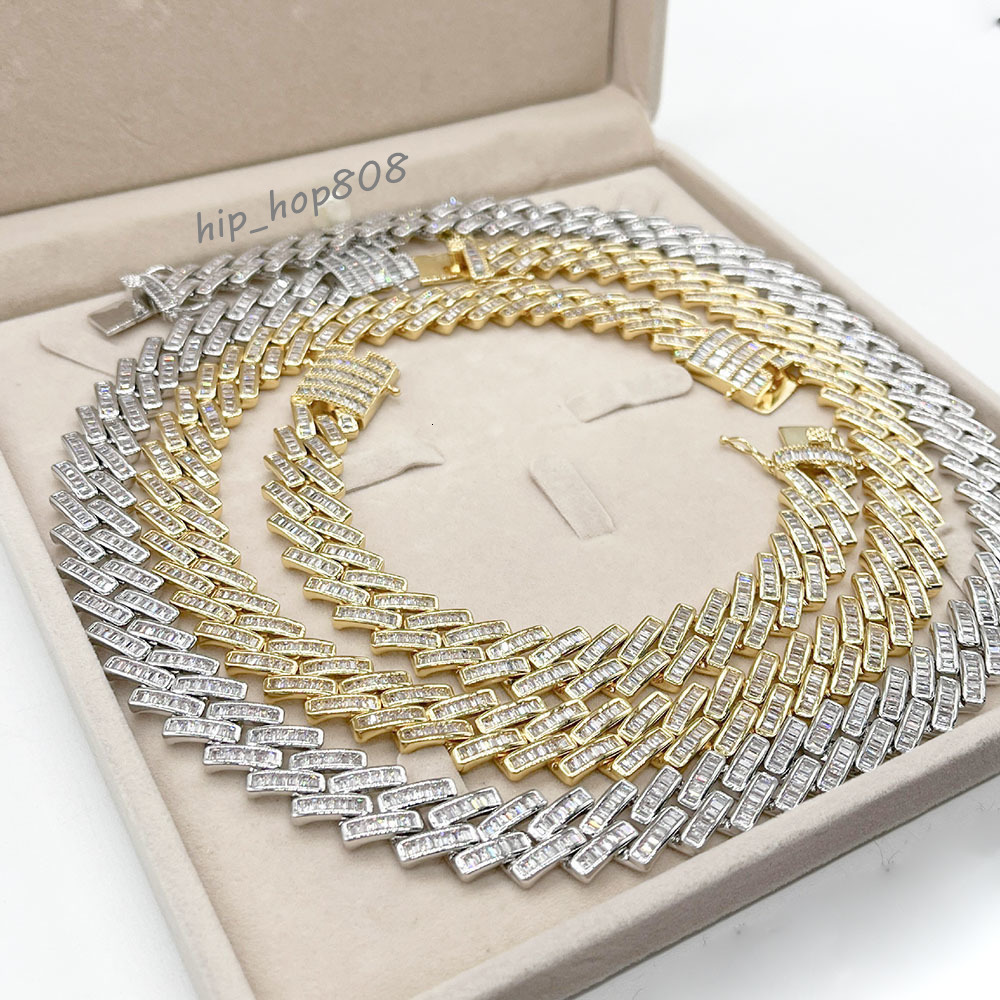 Hip Hop Jewelry Pass Diamond Test VVS Moissanite Iced Out 18K Gold Necklace Custom Men 925 Silver Cuban Link Chain