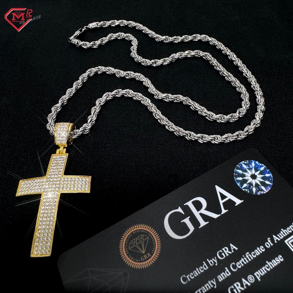 Gra Certificate Custom Moissanite Pendant Sterling 925 Hip Hop D VVS Two Tone Moissanite Pendant