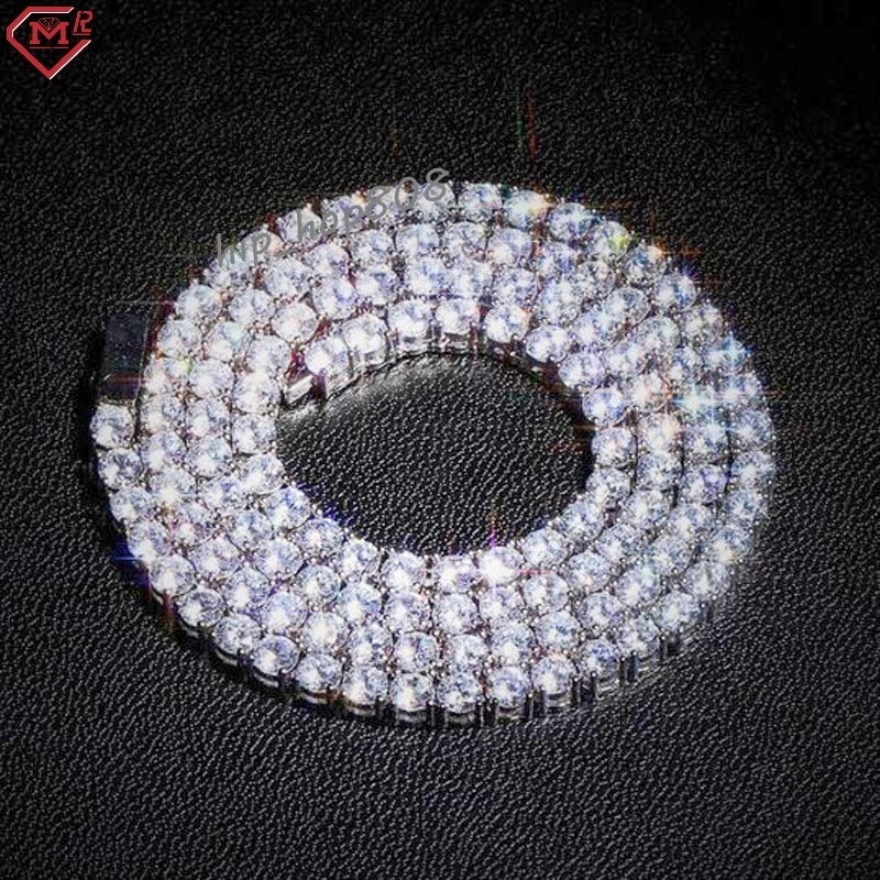 Iced Out Tennis Chains Moissanite Pass Diamond Tester 3mm 925 Silver 10k Gold Moissanite Tennis Chain