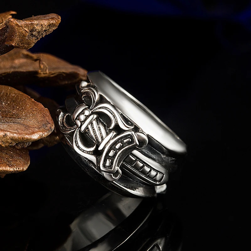 Street hip hop style classic sterling silver sword ring retro men and women personalized hip hop ring hipster 250310