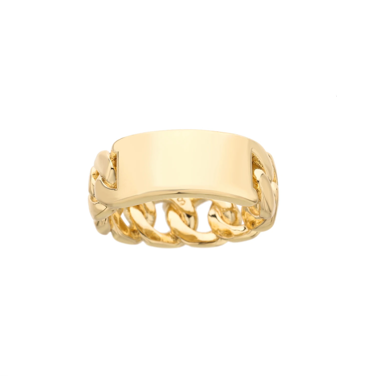 Simple gold-plated ring Hip-hop men and women temperament high-end ring cocktail party business negotiation half-chain ring 250310
