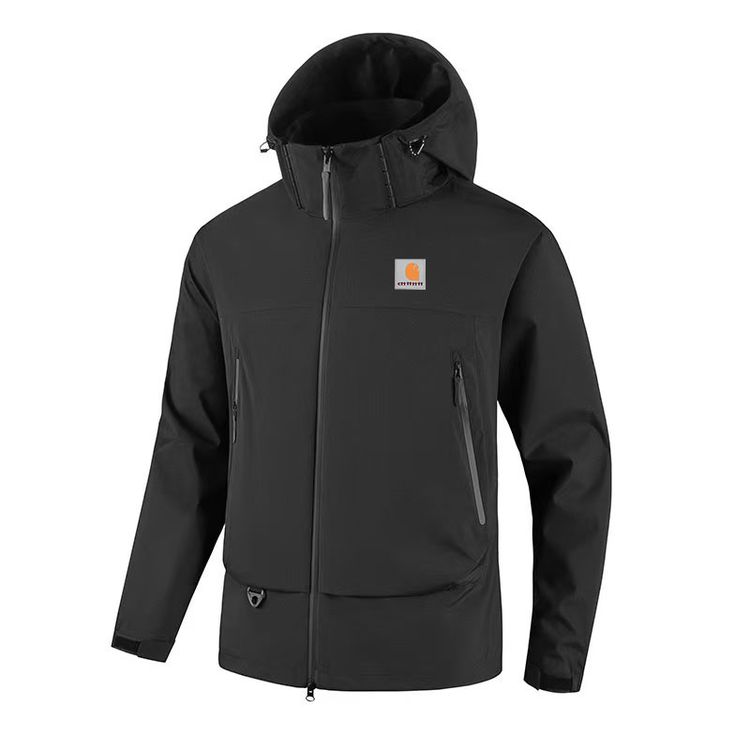 Three-dimensional pocket badge embroidery outdoor travel camping hiking hooded sports casual windproof waterproof men's coat jacket windbreaker