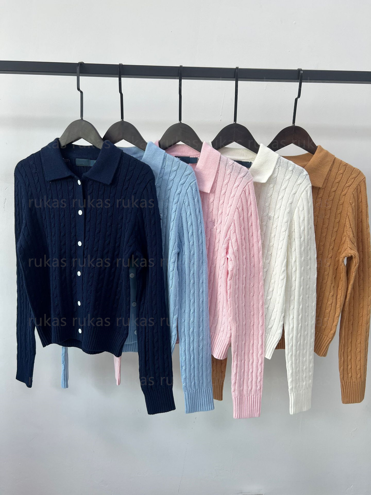 designer womens sweater women knited cardigan fashion lapel polo sweater classical embroidery designer cardigan blend cotton fabric sweaters size SM