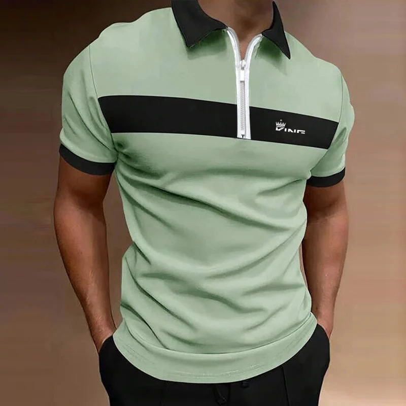 summer mens fashionable short sleeved zipper polo shirt casual magic color top slim fit quick drying 250312