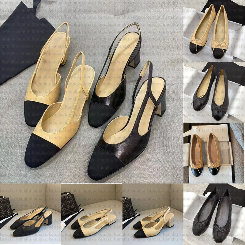 Slingbacks Sandal Designer Dress shoes ballet flats shoes High-heeled shoe women black Flat boat shoe Slip on Ballerina Luxury Lady Genuine leather
