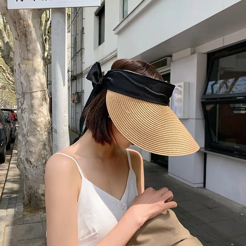 classics Straw Sun Hat Women Bow Women's Summer Visor Straw Cap 2021 Fashion Fishing Hat Bob Empty Top Panama Hats