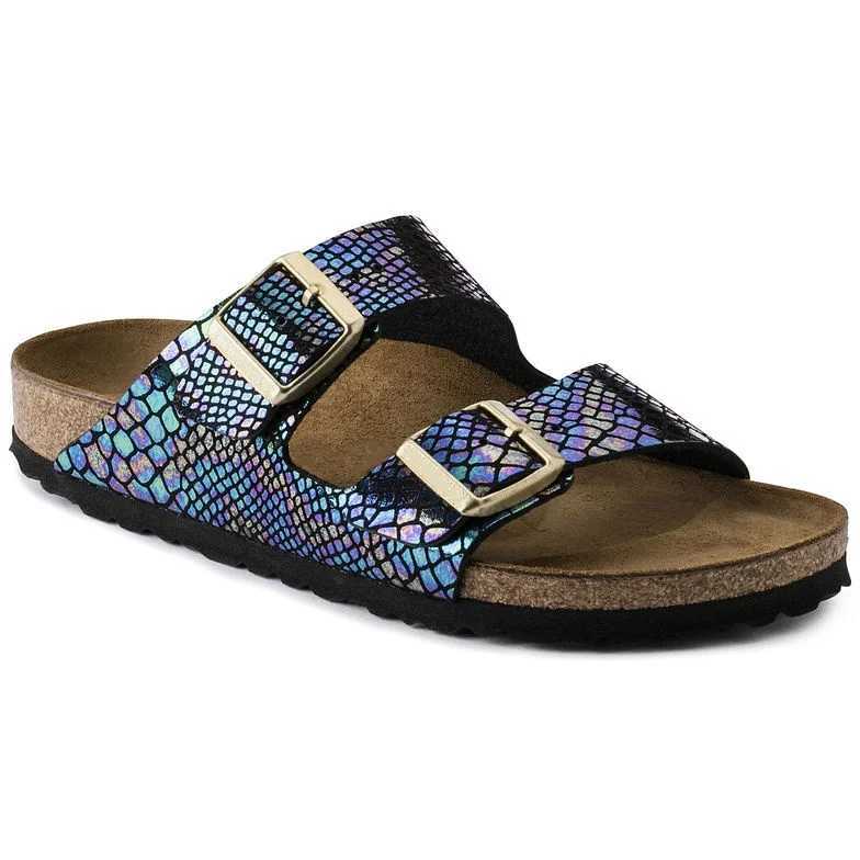 sandali da spiaggia firmati Arizona da donna in pelle di vacchetta, pantofole estive da uomo in scala di serpente con scatola da scarpe Z250312