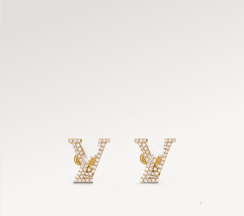 With BOX Luxury Classic Diamond Stud Earrings Crystal 18K Gold Plated Fashion Designer Ear Studs For Women Wedding Party Jewelry Gift