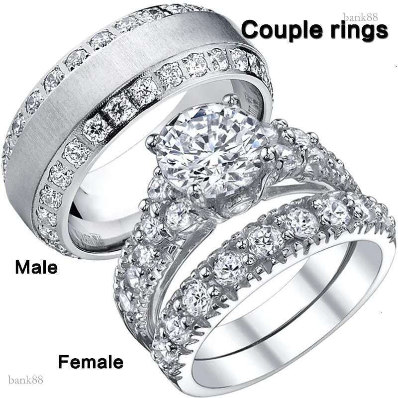 Wedding Rings Zircon Couple For Man Ladies Set Lovers Ring Finger Jewelry Womens Propose Marriage Accessories Size 513 Listing 23
