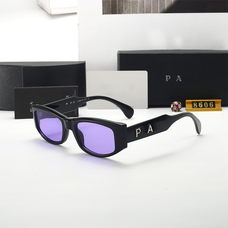Luxury Womens Mens Designer Sunglasses Fashion Port des lunettes extérieures Eyewear Femmes Torangulaires Cadre des lunettes de soleil Vintage Un