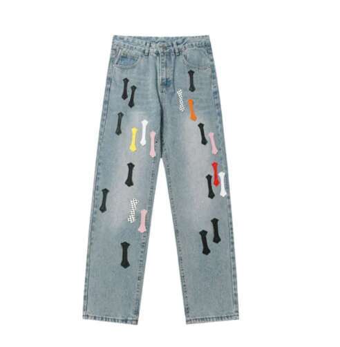Chrome Pants Mirror Quality Tshirt Designer Cross Printed Pattern Tight Jeans Brand Hoodie Leggings Women Fashion Hiphop Casual High Street Heartt d