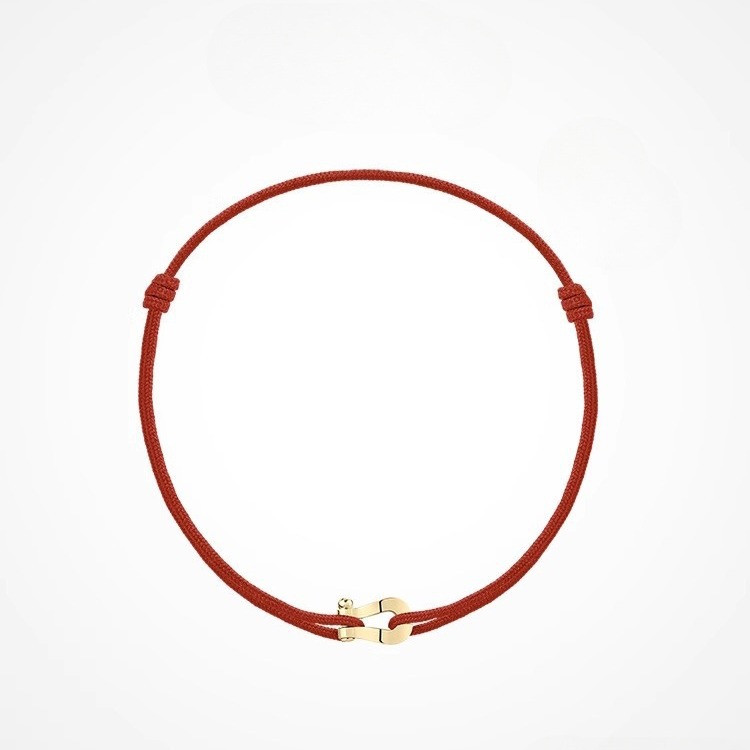 Fashionable 925 Sterling Silver Bracelet with Exquisite 18K Gold Detailing and Red Cord