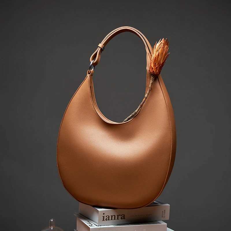 Hifashion Genuine Leather Crescent Crossbody Shoulder Bags For Women 2025 Luxury Designer Underarm Hobos Half Moon Tote Handbags Z250312