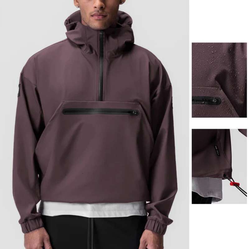 Men's Spring Autumn Waterproof Running Jackets Gym Fiess Sports Sportswear Hooded Zipper Hoody Sweatshirt Casual Pullover Coat