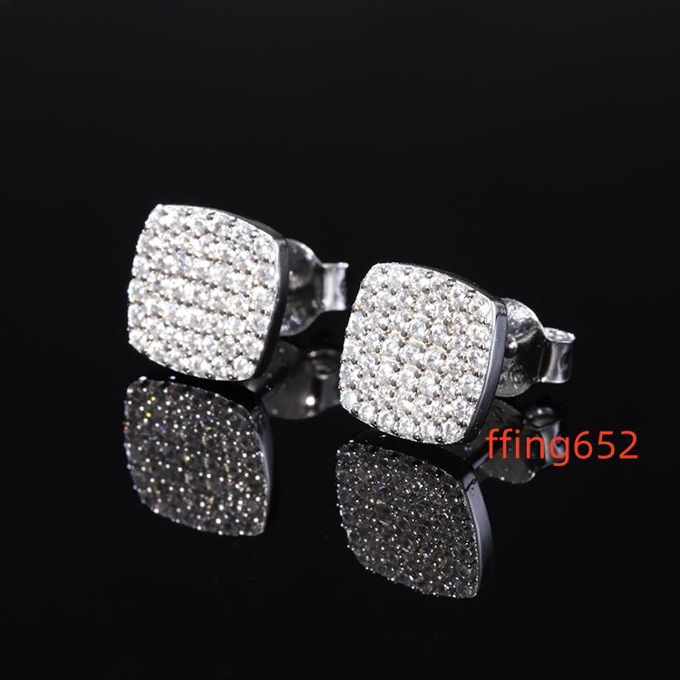 Fashion Style White Gold Plated S925 Sterling Silver Melee Diamond Moissanite Silver Earrings Jewelry