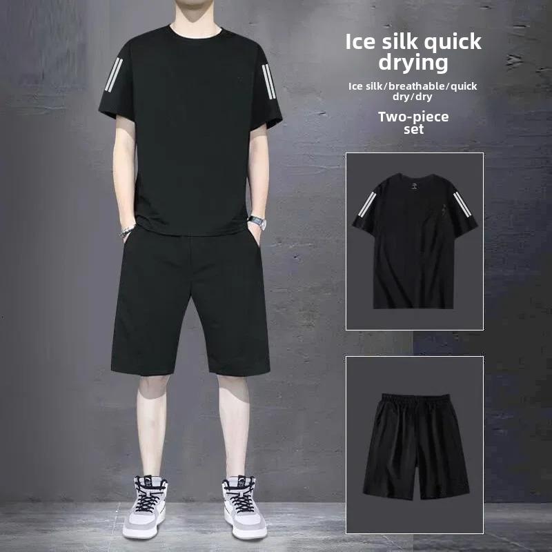 Mens silk screen shorts for quick drying summer slimming and fitness training lightweight casual wear 250311