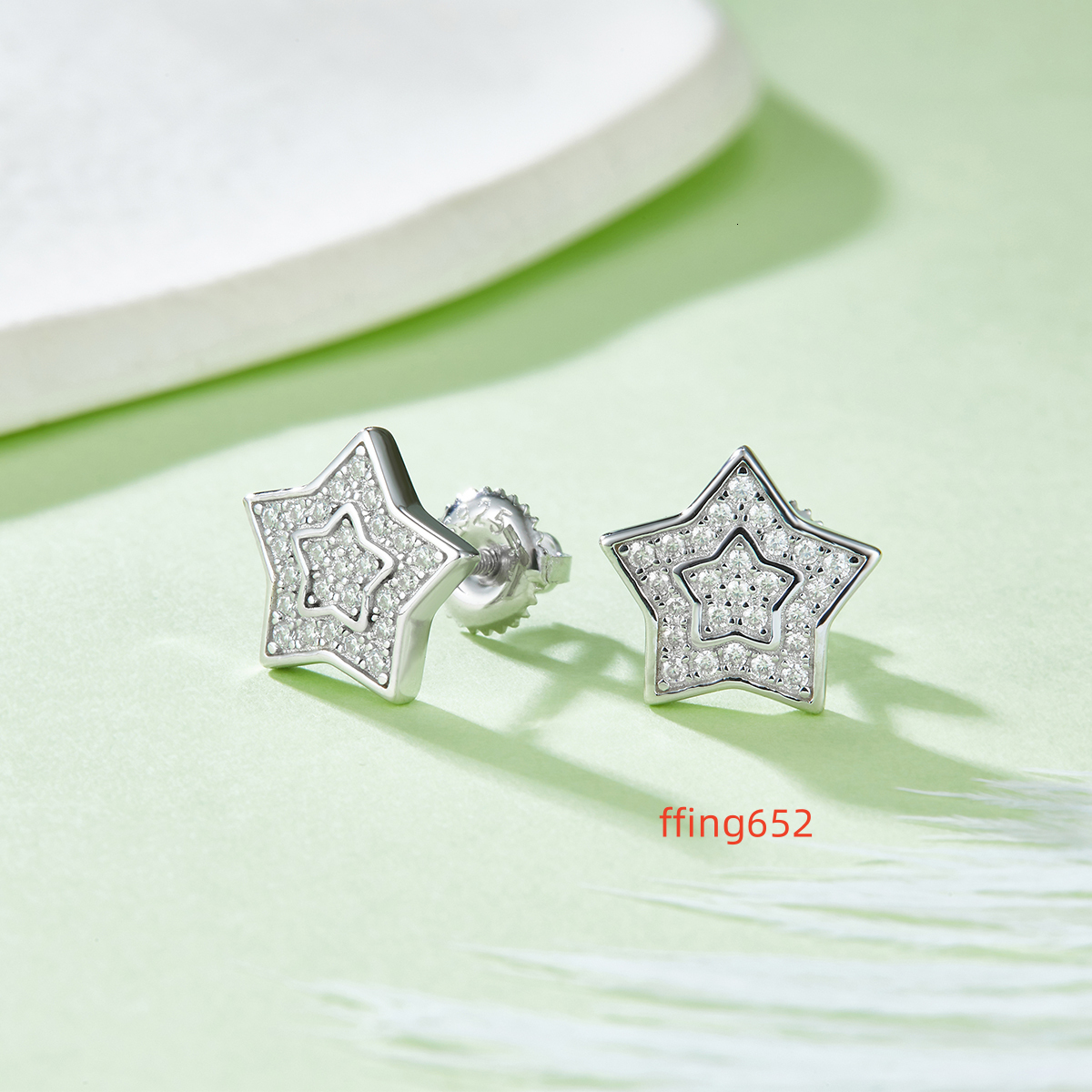 J022 Abiding Hiphop Diamond Jewelry Wholesale Yellow Gold Plated 925 Sterling Silver Hip Hop Star Stud Moissanite Earrings