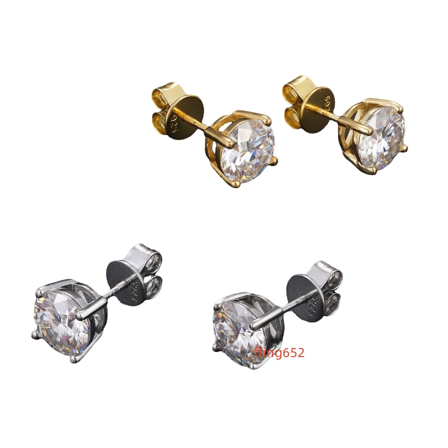 Moissanite Stud Earrings for Women Men 18K White Gold Plated S925 Silver Screw Back D VVS1 Round Lab Created Diamond Earrings