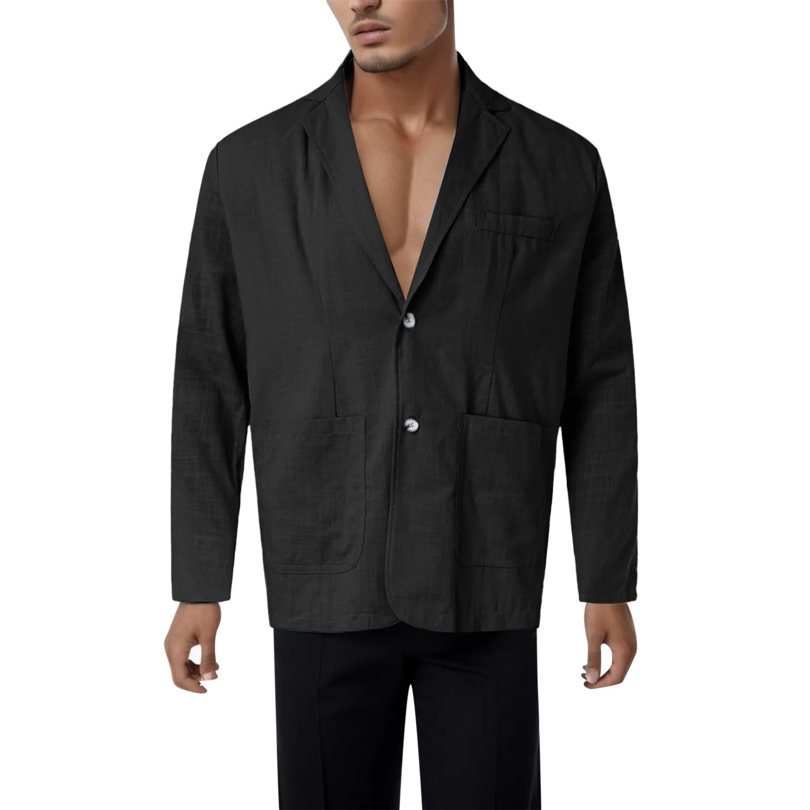 2023 Spring Autumn Casual Linen and Cotton Safari Suits for Men Clothing Solid Color Blazers Jackets Oversize Coat Male 250305