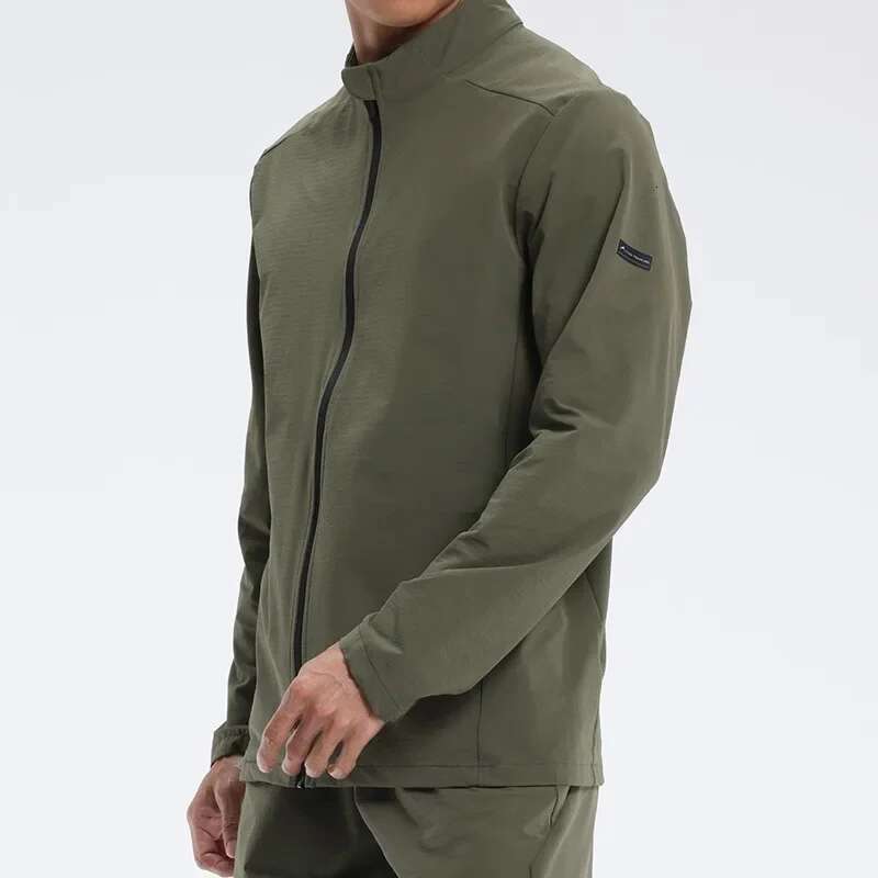 Men Outdoor Sports Casual Jacket Stand-Up Collar Zip Running Fiess Windproof Camping Hiking Riding Training Tops