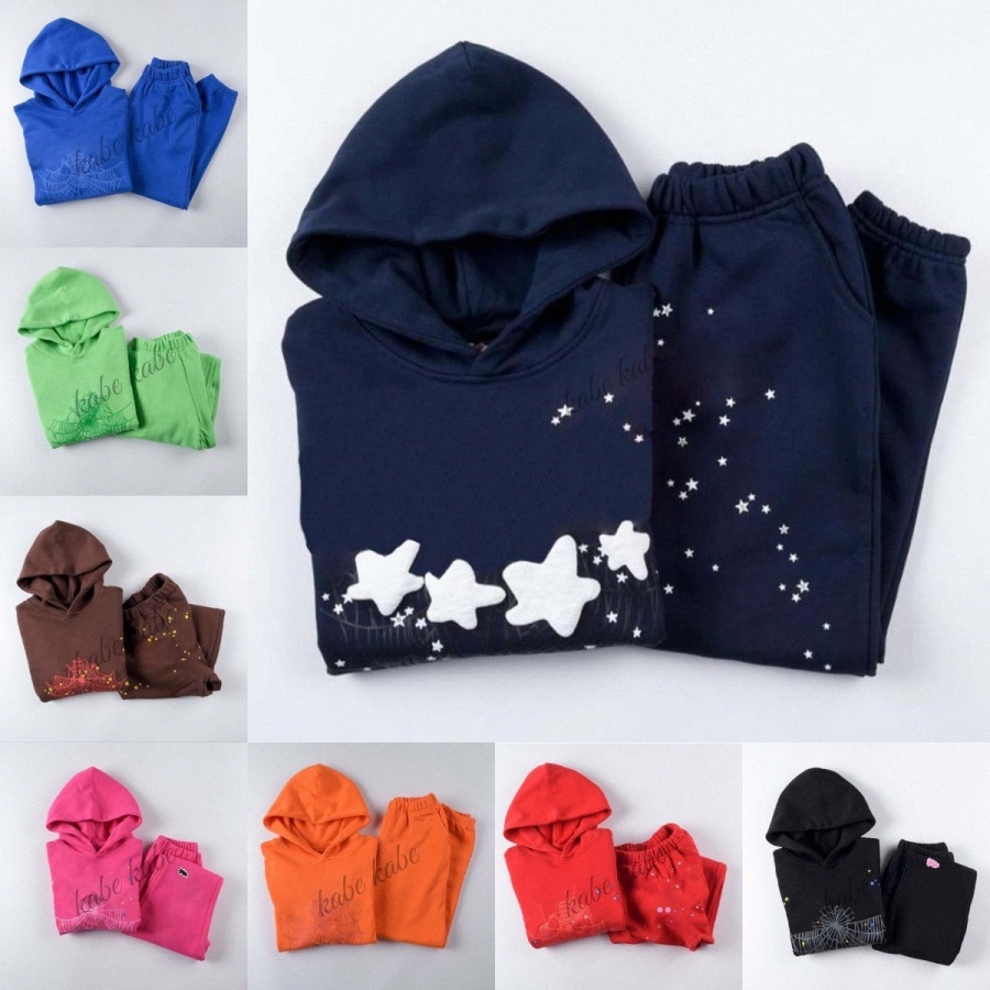 Kids Clothes Tracksuits Sets Designer Foam Print Hoodies Pants Star Hooded Sweatshirt Pullover Children Youth Toddler Girls Boys Luxury Brand Hip-image-1048568238