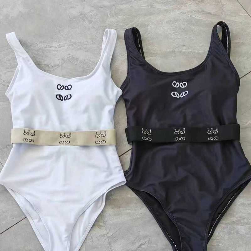 French womens swimwear designer Letter Embroidery Bikini one-piece Fashion black and white design luxury S-XL