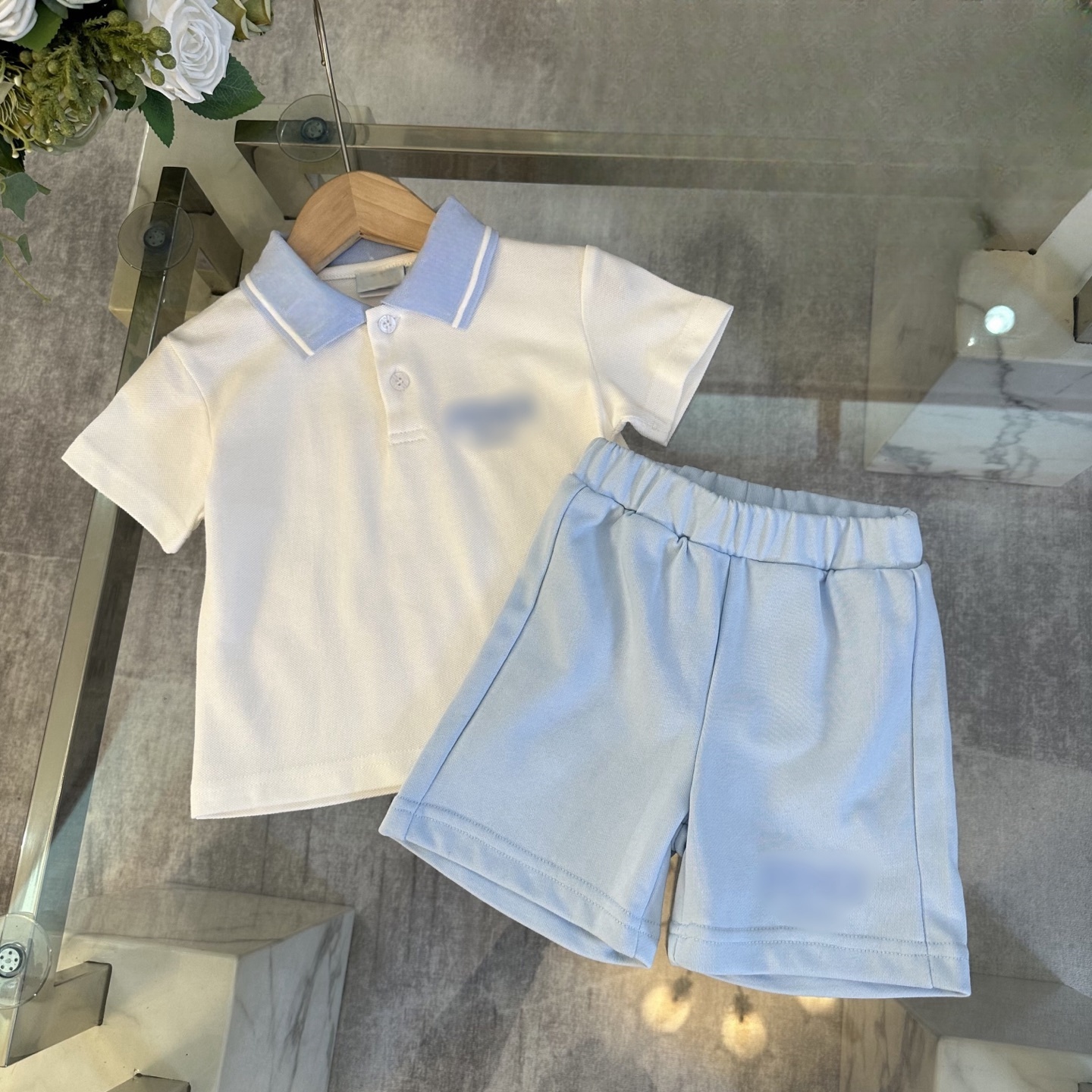 Summer boys designer clothes sets baby kids letter embroidery lapel short sleeve polo shirts shorts 2pcs children cotton sports outfits S3284