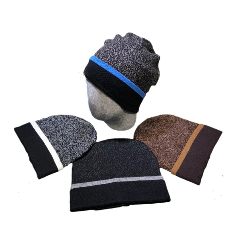 Men's Designer Beanie Winter Hat, Fashion Knitted Cuffed Skull Cap with Leather Logo Patch, Warm Plaid Beanie Hats for Men Women