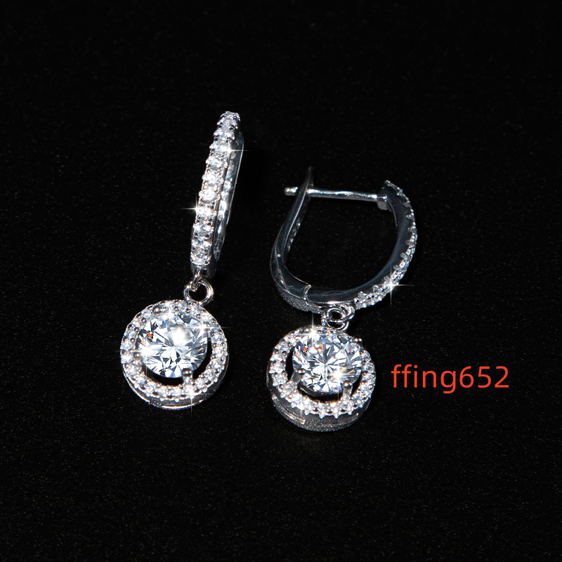 With GRA Certificate S925 Silver Vvs D Color 1CT Moissanite Pendant Earrings for Women Wedding Engagement Jewelry