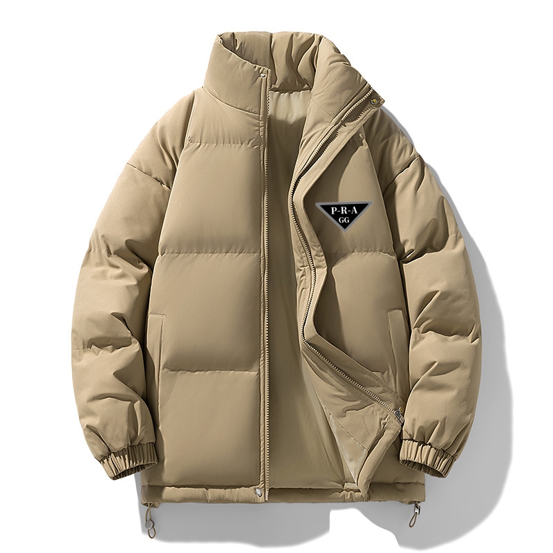 Autumn/Winter P-R-A-GG Jackets Designer Mens Fashion Thickened Warm Cotton Jacket Hooded Coat Short Workwear Outerwear Bread Down Cotton Jacket Coat